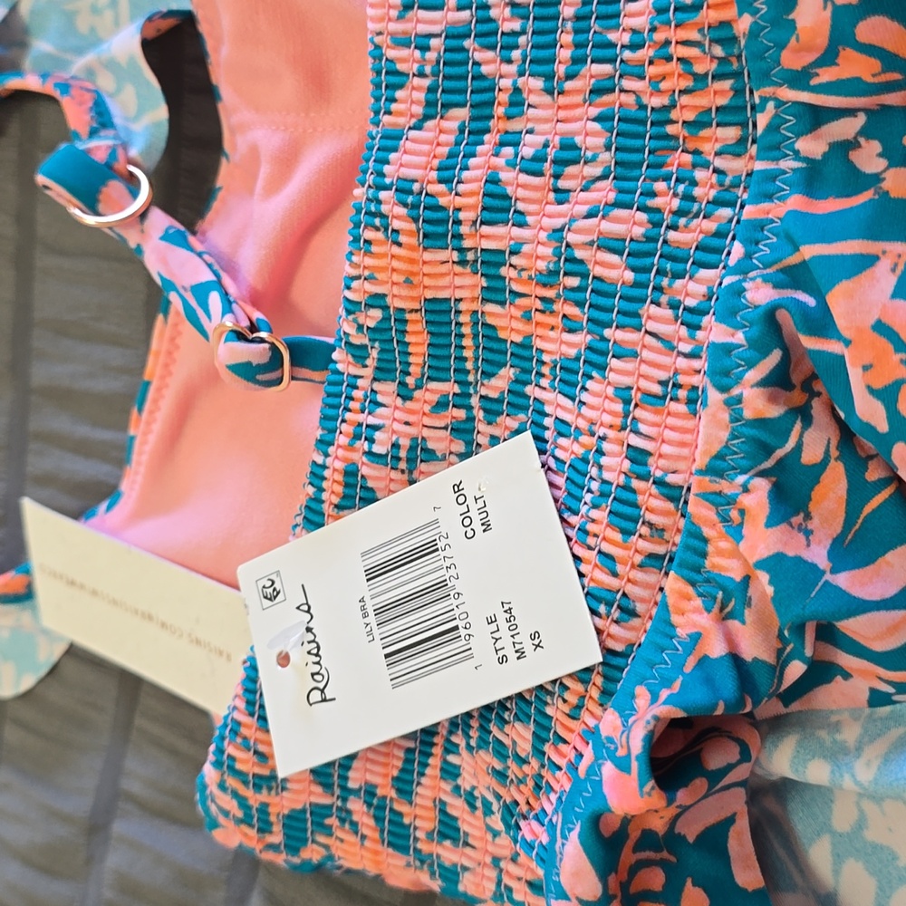 Raisins Multicolor Smocked Bikini Top Xs Nw5 - Picture 5 of 5